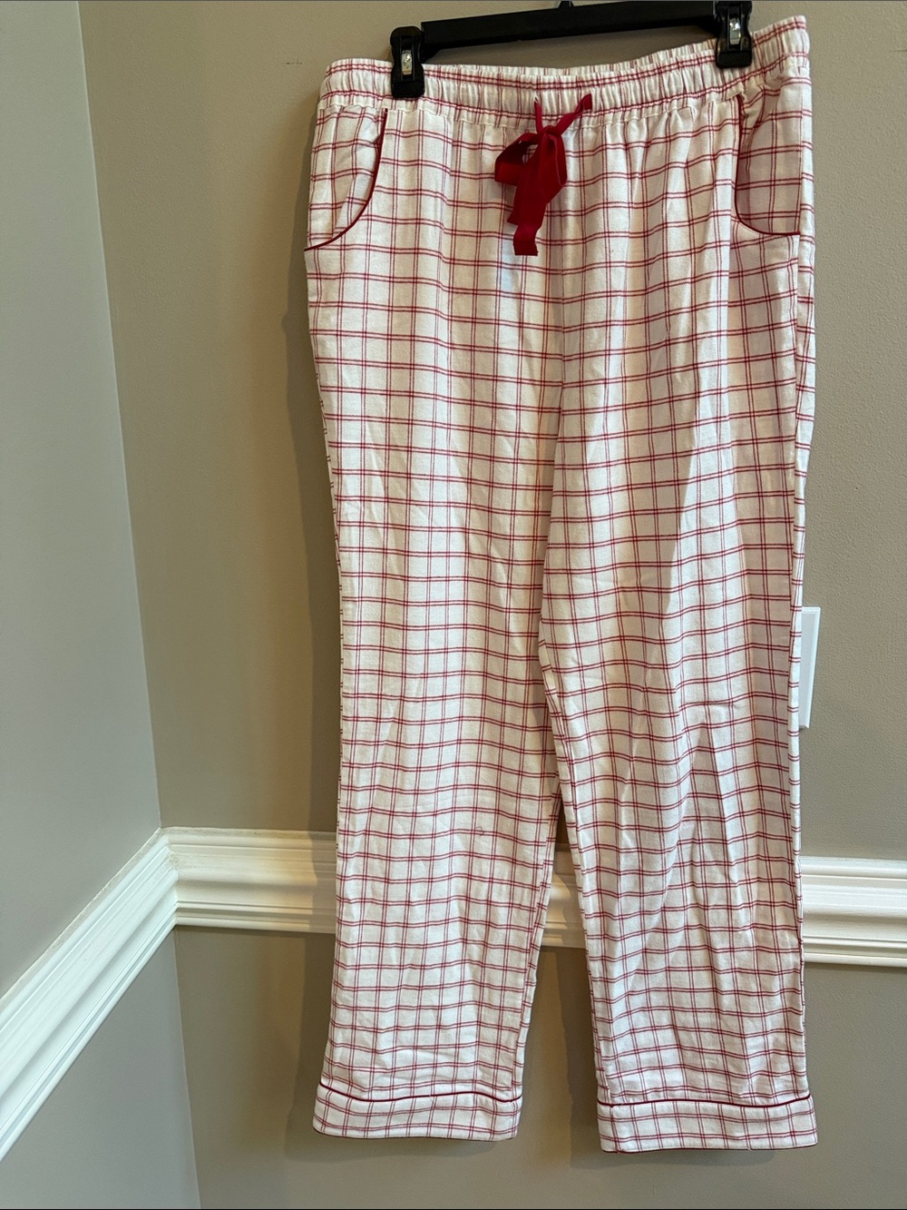 Women’s Lake Red Check Pajama Pants with Drawstring